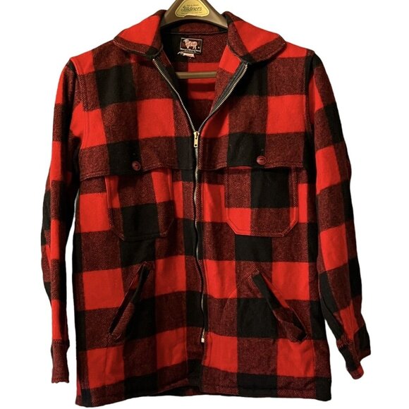 Woolrich Mackinaw Buffalo Plaid Wool Full Zip Hunting Jacket 124 - Men's Vintage - Picture 1 of 16
